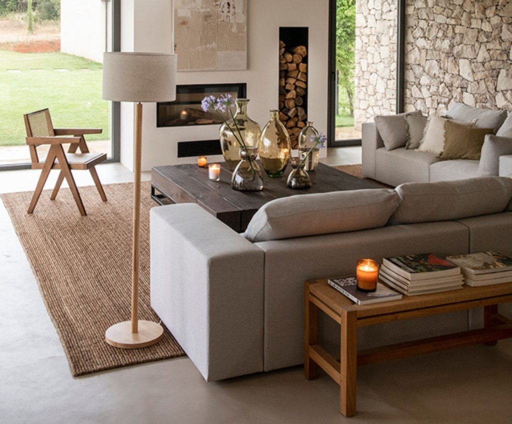 lampara-pie-moderno-madera-lino-beige